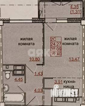 2-к квартира, вторичка, 40м2, 12/19 этаж