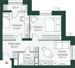 2-к квартира, вторичка, 54м2, 5/24 этаж