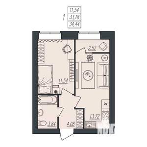 1-к квартира, вторичка, 34м2, 10/10 этаж