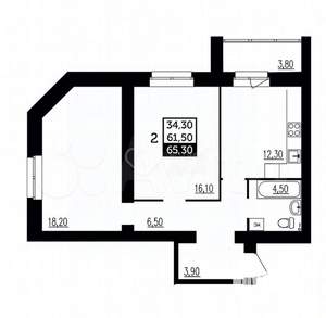 2-к квартира, вторичка, 62м2, 10/12 этаж