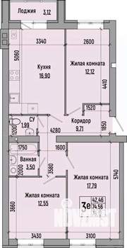 3-к квартира, вторичка, 76м2, 1/4 этаж