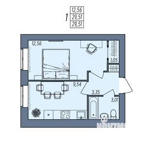 1-к квартира, вторичка, 30м2, 2/8 этаж