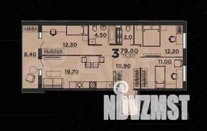 3-к квартира, сданный дом, 79м2, 7/9 этаж