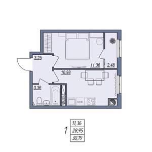 1-к квартира, вторичка, 30м2, 8/8 этаж