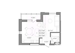 1-к квартира, вторичка, 39м2, 3/9 этаж