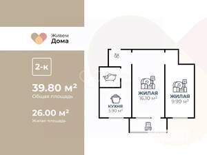 2-к квартира, вторичка, 40м2, 2/4 этаж