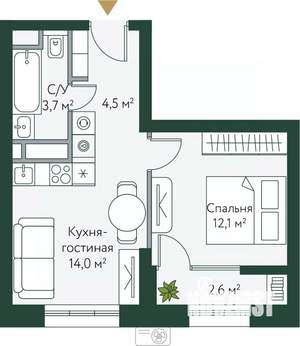1-к квартира, вторичка, 37м2, 8/24 этаж
