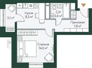 1-к квартира, вторичка, 37м2, 15/24 этаж
