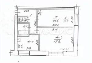 2-к квартира, вторичка, 42м2, 2/2 этаж