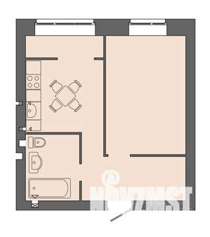 1-к квартира, строящийся дом, 41м2, 4/9 этаж