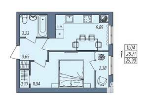 1-к квартира, вторичка, 30м2, 6/10 этаж