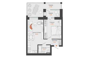 1-к квартира, строящийся дом, 49м2, 2/8 этаж