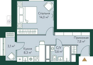 1-к квартира, вторичка, 37м2, 19/24 этаж