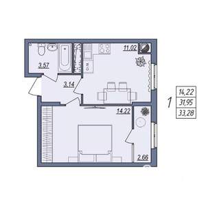 1-к квартира, вторичка, 33м2, 5/10 этаж