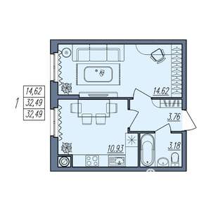 1-к квартира, вторичка, 32м2, 2/10 этаж