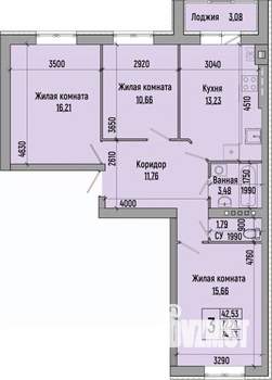 3-к квартира, строящийся дом, 74м2, 4/4 этаж