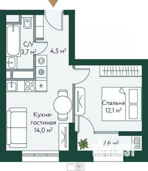 1-к квартира, вторичка, 37м2, 4/24 этаж