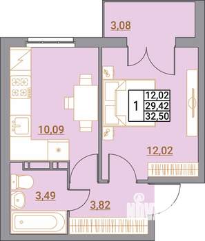 1-к квартира, вторичка, 33м2, 1/5 этаж