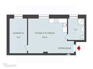 2-к квартира, вторичка, 45м2, 1/3 этаж