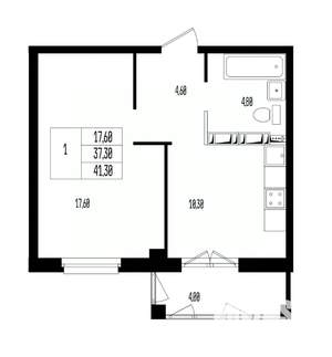 Студия квартира, вторичка, 41м2, 17/17 этаж