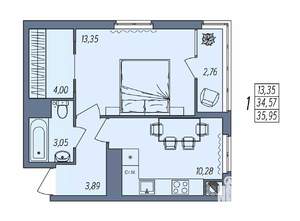 1-к квартира, вторичка, 36м2, 8/10 этаж