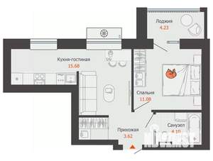 1-к квартира, вторичка, 38м2, 4/7 этаж