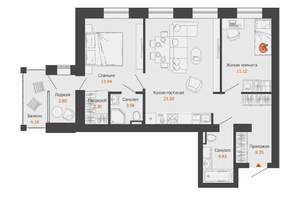 2-к квартира, вторичка, 70м2, 2/8 этаж