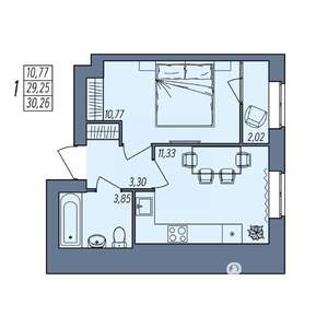 1-к квартира, вторичка, 30м2, 5/8 этаж