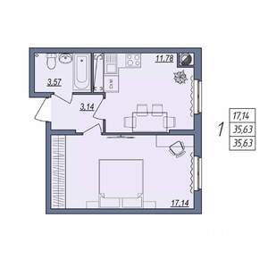 1-к квартира, вторичка, 36м2, 2/10 этаж