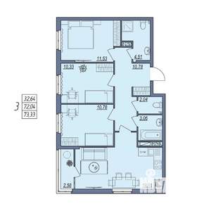 3-к квартира, вторичка, 73м2, 5/8 этаж