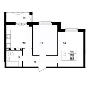 Студия квартира, вторичка, 58м2, 12/17 этаж