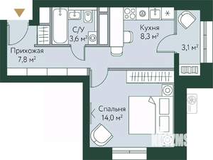 1-к квартира, вторичка, 37м2, 23/24 этаж