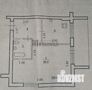 1-к квартира, вторичка, 36м2, 9/9 этаж