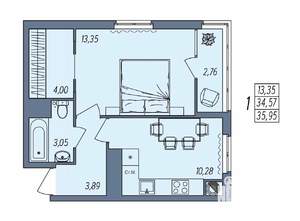 1-к квартира, вторичка, 36м2, 3/10 этаж