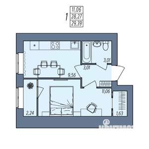 1-к квартира, вторичка, 29м2, 7/8 этаж