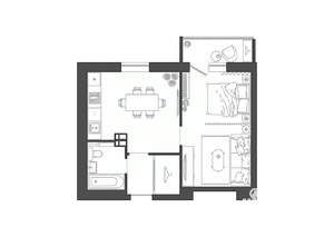 1-к квартира, строящийся дом, 41м2, 2/19 этаж