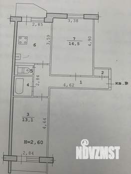 2-к квартира, вторичка, 54м2, 1/9 этаж