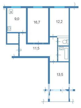 3-к квартира, вторичка, 62м2, 2/9 этаж