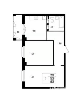 Студия квартира, вторичка, 60м2, 3/17 этаж