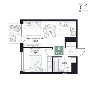 1-к квартира, вторичка, 37м2, 2/10 этаж