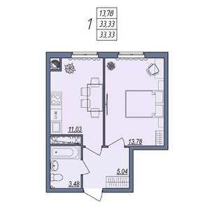 1-к квартира, вторичка, 33м2, 3/10 этаж