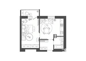 1-к квартира, строящийся дом, 41м2, 9/19 этаж