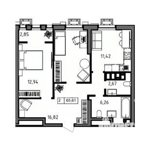 2-к квартира, вторичка, 66м2, 15/23 этаж