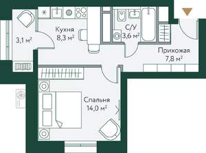 1-к квартира, вторичка, 37м2, 18/24 этаж
