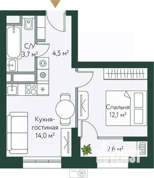 1-к квартира, вторичка, 37м2, 4/24 этаж