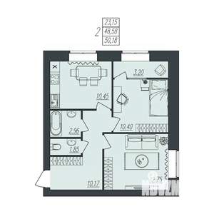 2-к квартира, вторичка, 50м2, 7/10 этаж