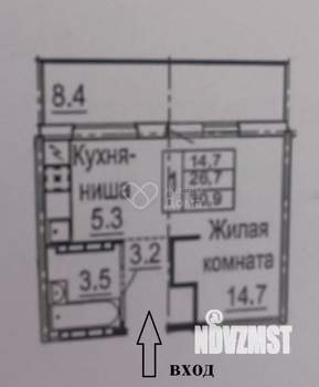1-к квартира, вторичка, 27м2, 2/8 этаж