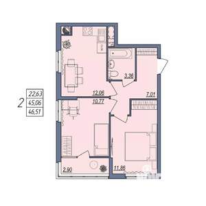 2-к квартира, вторичка, 47м2, 8/10 этаж