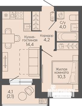 1-к квартира, вторичка, 35м2, 7/22 этаж