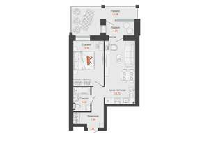 1-к квартира, строящийся дом, 50м2, 2/8 этаж